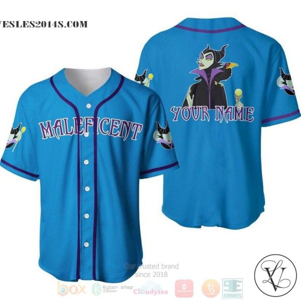 Personalized Evil Queen Maleficent Disney All Over Print Blue Baseball jersey