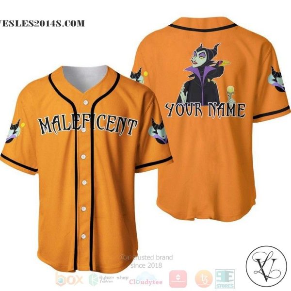 Personalized Evil Queen Maleficent Disney All Over Print Orange Baseball jersey