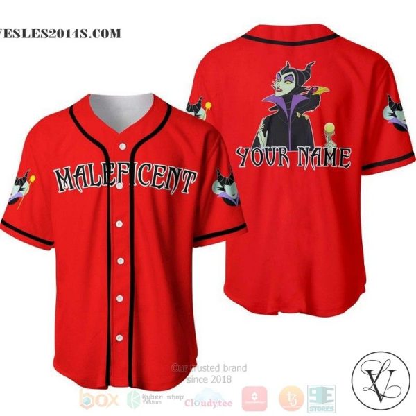 Personalized Evil Queen Maleficent Disney All Over Print Red Baseball jersey