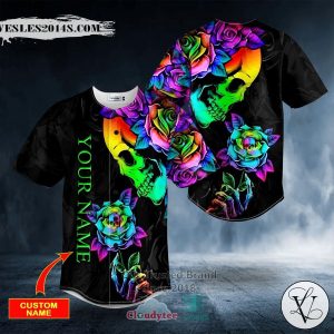 Personalized Fantasy Roses Skull Custom Baseball Jersey