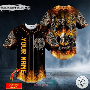 Personalized Fire Ghost Rider Skull Custom Baseball Jersey