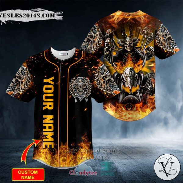 Personalized Fire Ghost Rider Skull Custom Baseball Jersey