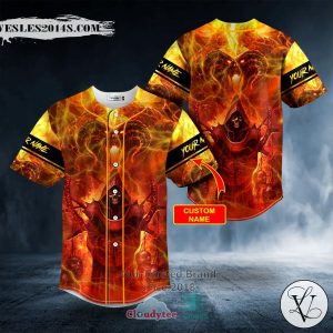 Personalized Fire Red Grim Reaper Balrogs Custom Baseball Jersey