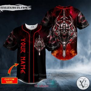 Personalized Fire Samurai N Swords Skull Custom Baseball Jersey