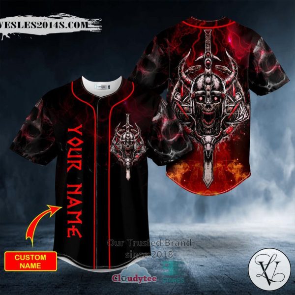 Personalized Fire Samurai N Swords Skull Custom Baseball Jersey