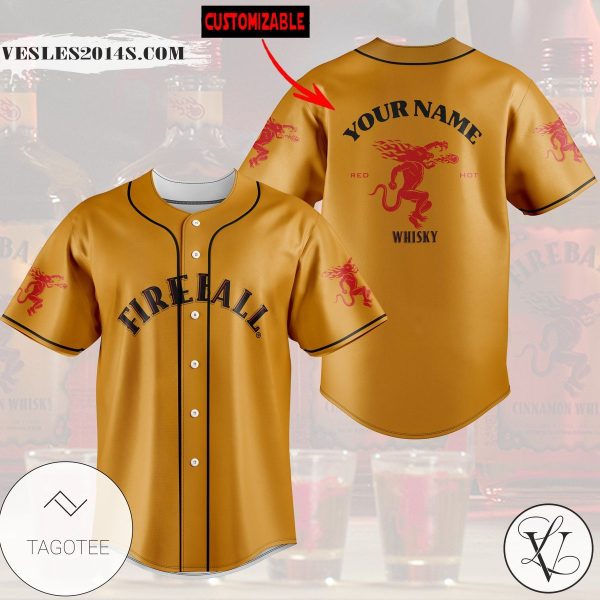 Personalized Fireball Red Hot Whisky Baseball Jersey