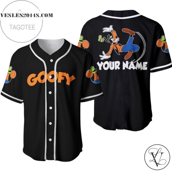Personalized Funny Goofy Dog All Over Print Baseball Jersey – Black
