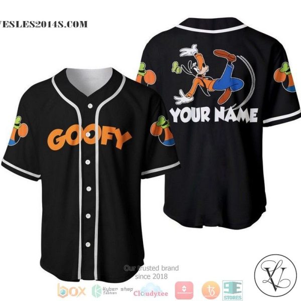Personalized Funny Goofy Dog Black Baseball Jersey