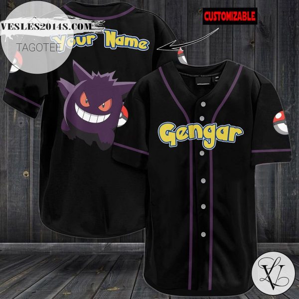 Personalized Gengar Baseball Jersey – Black