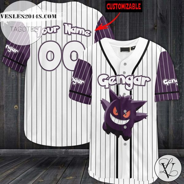 Personalized Gengar Baseball Jersey – White