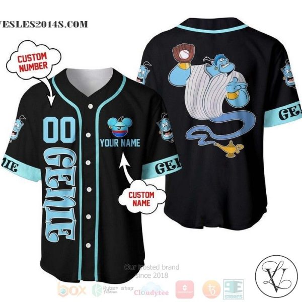 Personalized Genie Aladdin Disney All Over Print Black Baseball jersey