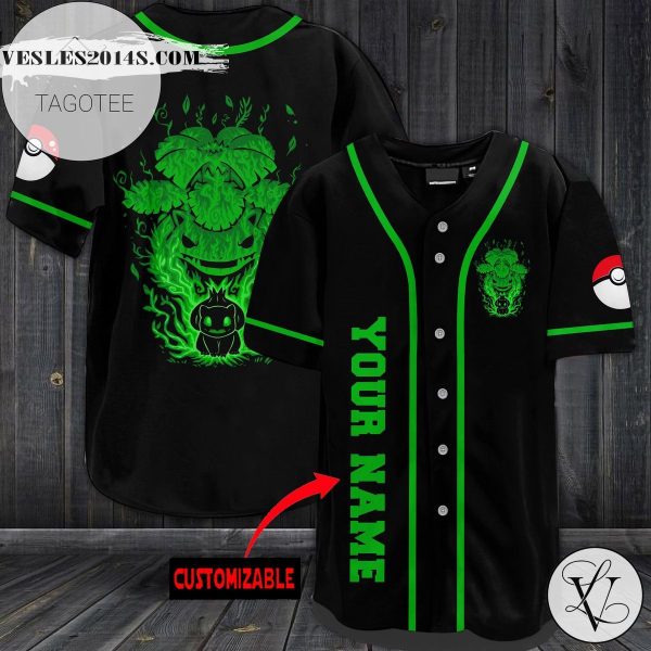 Personalized Giant Venusaur Baseball Jersey – Black
