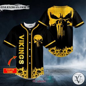 Personalized Gold Punisher Skull Custom Baseball Jersey