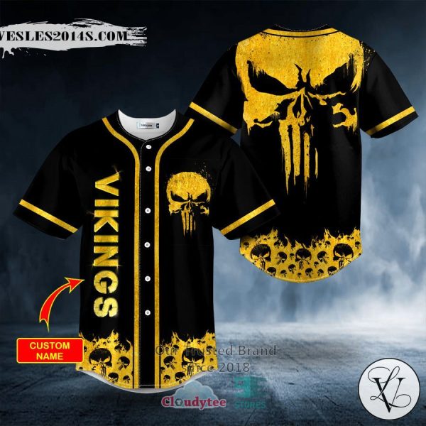 Personalized Gold Punisher Skull Custom Baseball Jersey