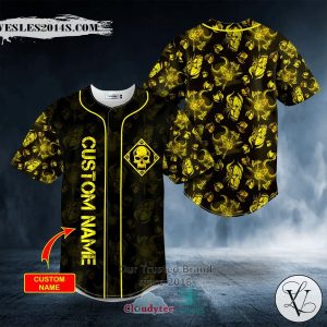 Personalized Gold Samurai Skull Custom Baseball Jersey