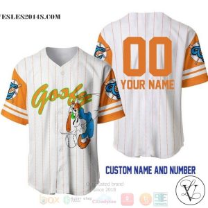 Personalized Goofy Dog All Over Print Pinstripe White Baseball jersey