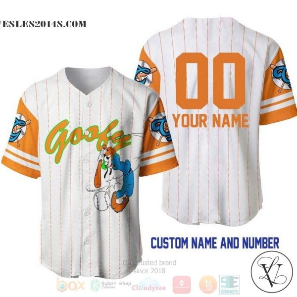 Personalized Goofy Dog All Over Print Pinstripe White Baseball jersey