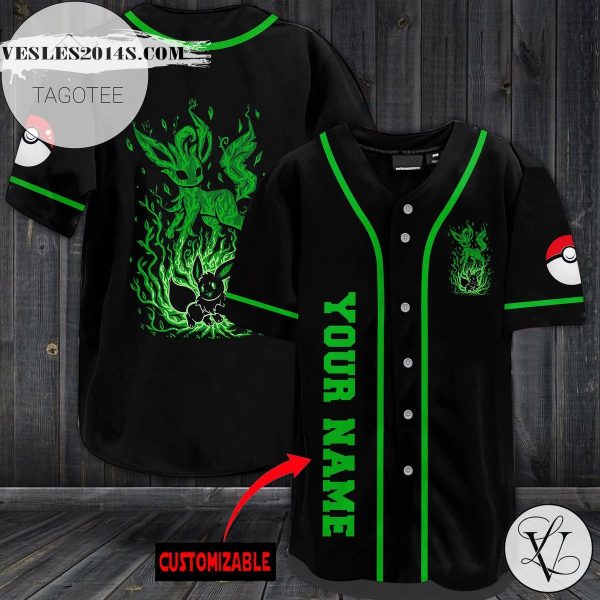 Personalized Green Eevee Baseball Jersey – Black