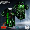Personalized Green Neon Biohazard Skull Custom Baseball Jersey