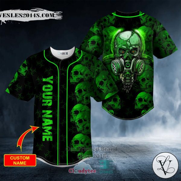 Personalized Green Zone Biohazard Skull Custom Baseball Jersey