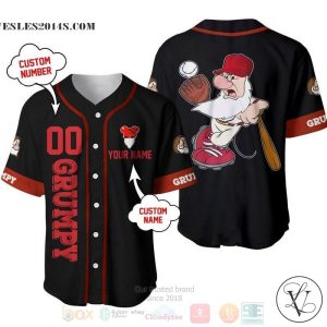 Personalized Grumpy Dwarf In Snow White Disney All Over Print Black Baseball jersey