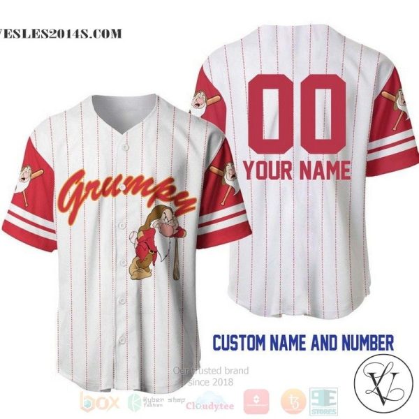 Personalized Grumpy Dwarf Snow White All Over Print Pinstripe White Baseball jersey