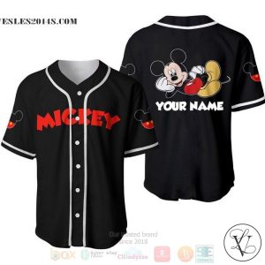 Personalized Happy Mickey Mouse Disney All Over Print Black Baseball jersey