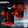 Personalized Head Fire Skull Custom Baseball Jersey