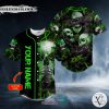 Personalized Hear No Evil See No Evil Speak No Evil Custom Green Skull Baseball Jersey