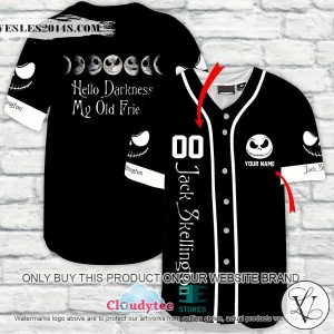 Personalized Horror Halloween Jack Skellington Baseball Jersey