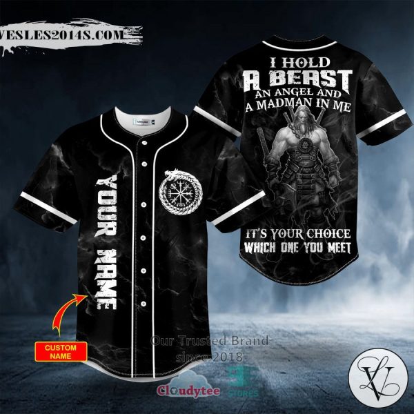 Personalized I Hold A Beast An Angel And Madman In Me Skull Custom Baseball Jersey