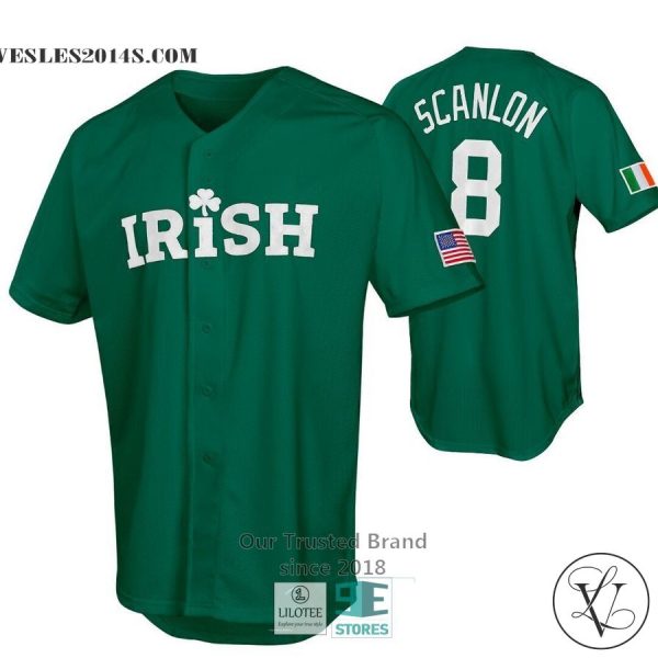 Personalized Irish Clover US Flag Green Baseball Jersey