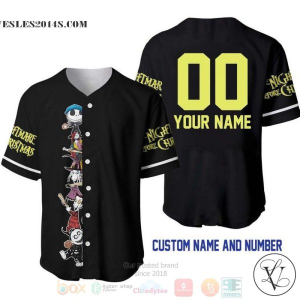 Personalized Jack & Sally The Nightmare Before Christmas All Over Print Black Baseball jersey