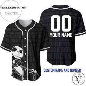 Personalized Jack Skellington All Over Print Baseball Jersey – Black