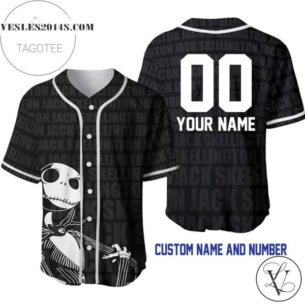 Personalized Jack Skellington All Over Print Baseball Jersey – Black