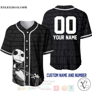 Personalized Jack Skellington All Over Print Black Baseball jersey