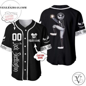 Personalized Jack Skellington Disney All Over Print Baseball Jersey – Black