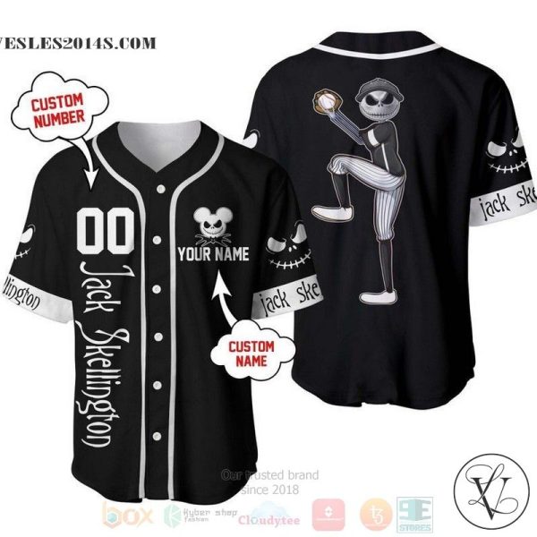 Personalized Jack Skellington Disney All Over Print Black Baseball jersey