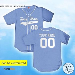 Personalized Jesus Light Blue Baseball Jersey