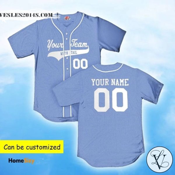Personalized Jesus Light Blue Baseball Jersey