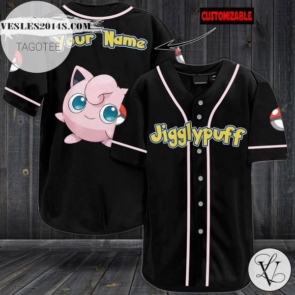Personalized Jigglypuff Baseball Jersey – Black