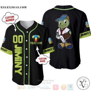 Personalized Jiminy Cricket Disney All Over Print Black Baseball jersey
