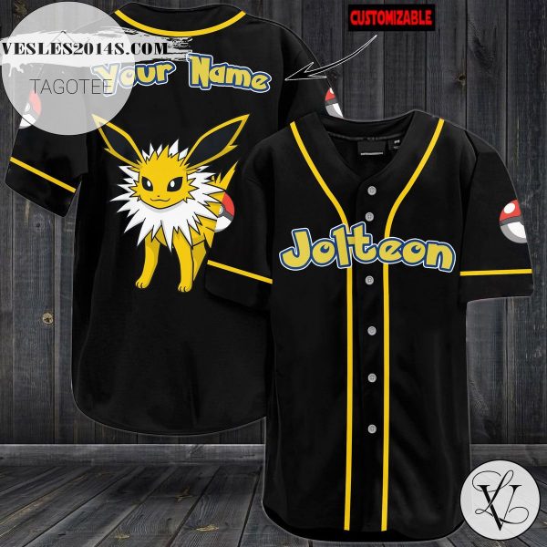 Personalized Jolteon Baseball Jersey – Black