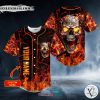Personalized Lava Mad Fire Skull Custom Baseball Jersey