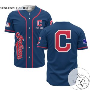 Personalized MLB Cleveland Indians Blue Baseball Customized Men Jersey