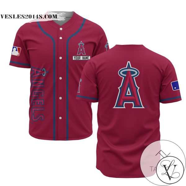Personalized MLB Los Angeles Angels Red Baseball Customized Men Jersey