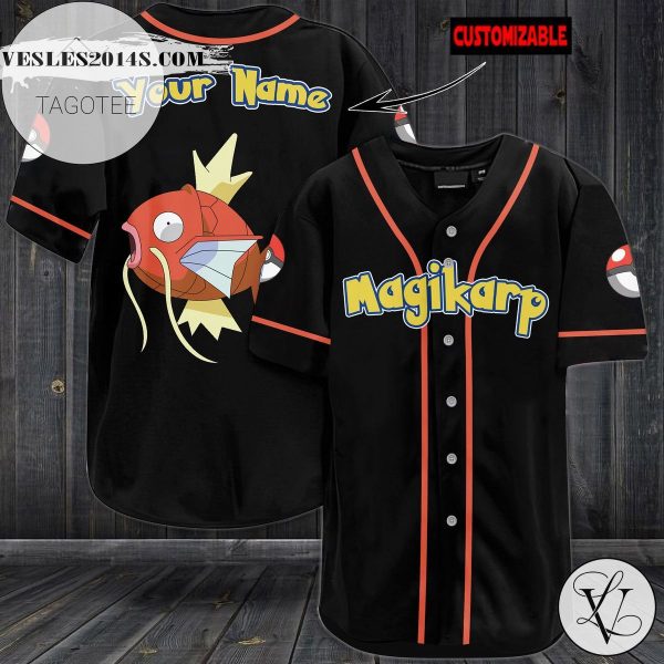 Personalized Magikarp Baseball Jersey – Black