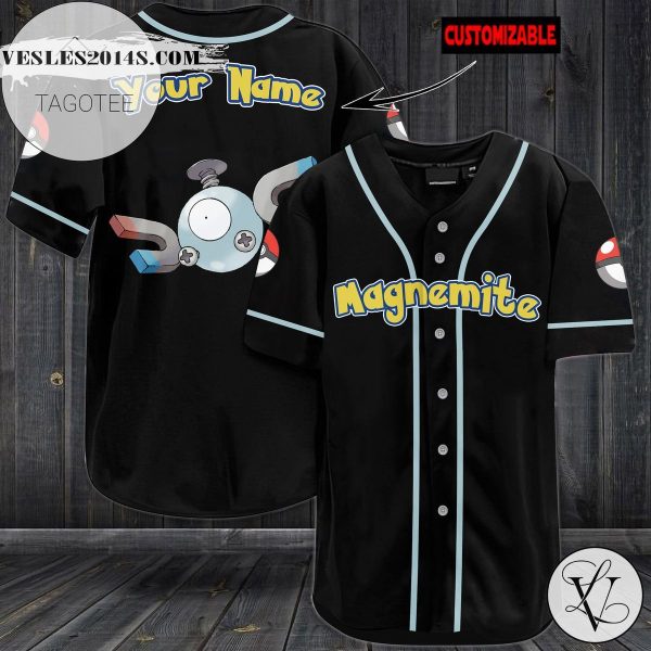 Personalized Magnemite Baseball Jersey – Black