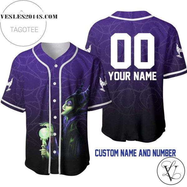Personalized Maleficent All Over Print Baseball Jersey – Ombre Purple Black