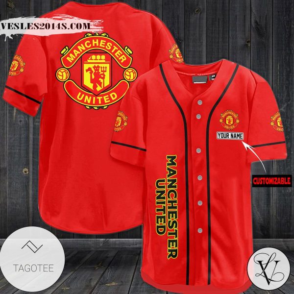 Personalized Manchester United Red Baseball Jersey